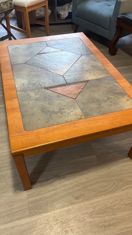 Vintage Danish Modern Teak & Slate Console Table | Mid-Century Modern 1970s gallery