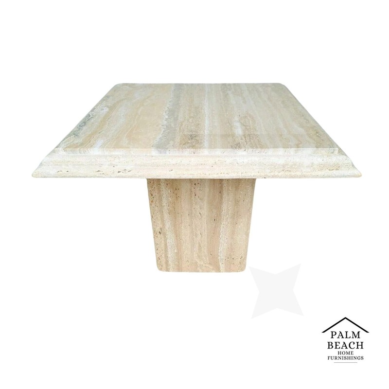 Midcentury Italian Travertine Side End Table by Stone International