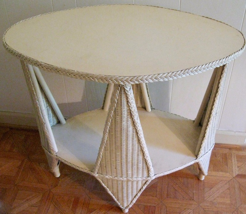 Unique! Wicker & Wood Oval Table – A Heyward-Wakefield Victorian Design