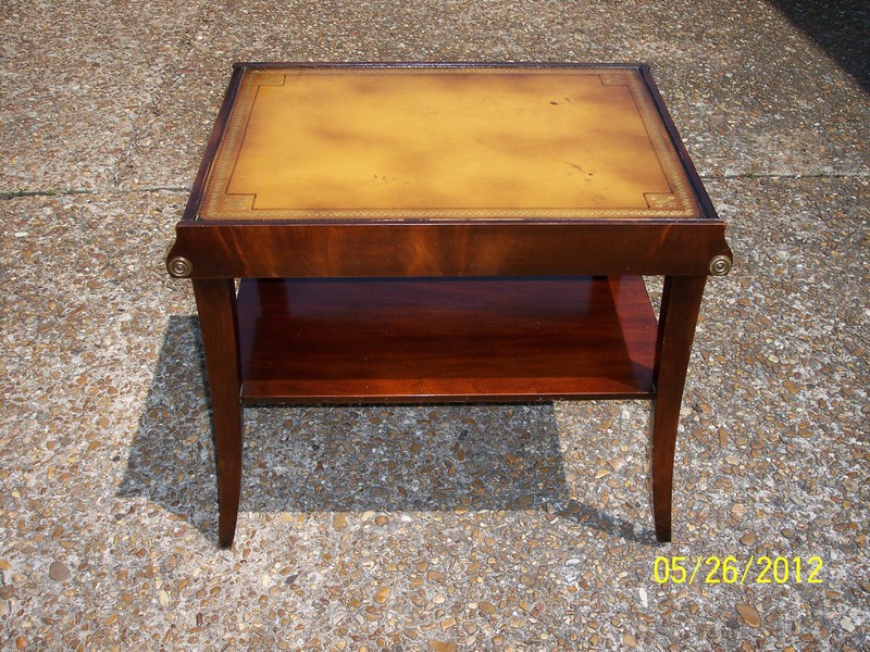 ANTIQUE STICKLEY OF GRAND RAPIDS END TABLE mahagony W/ LEATHER TOP EMPIRE STYL gallery