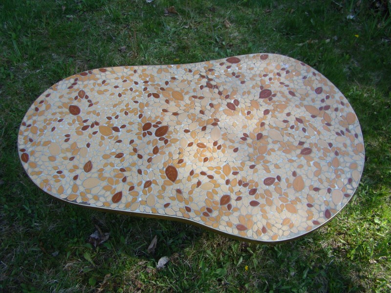 Vintage Modern Mosaic Kidney Shape Tile Coffee Table gallery