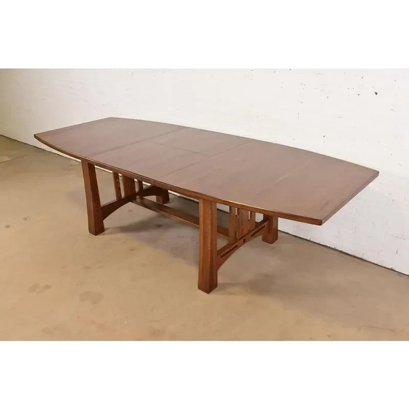 Stickley Style Mission Oak Extension Dining Table, Newly Refinished