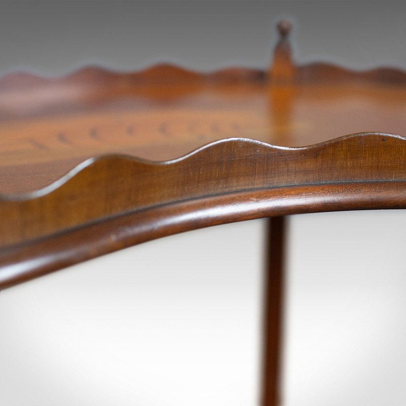 Antique Tea Table, English, Edwardian, Two Tier, Gallery, Side, Circa 1910 gallery
