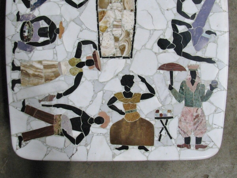 1960's Custom Brazilian Mosaic Coffee Table; Marble & Semi-Precious Stone Artist gallery