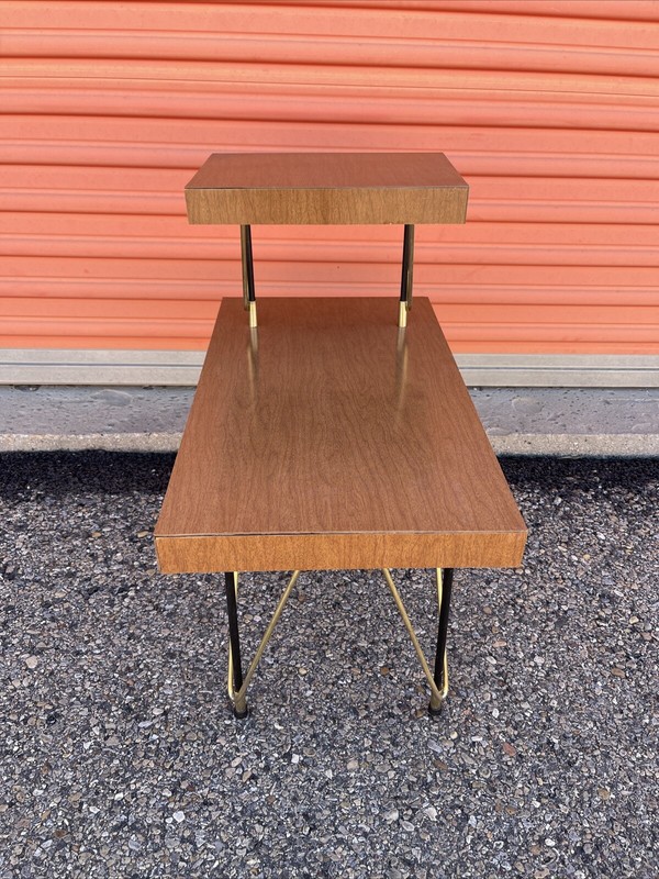 Vintage Two Tiers Mid Century Atomic Coffee Table Hollywood Regency 1960’s gallery