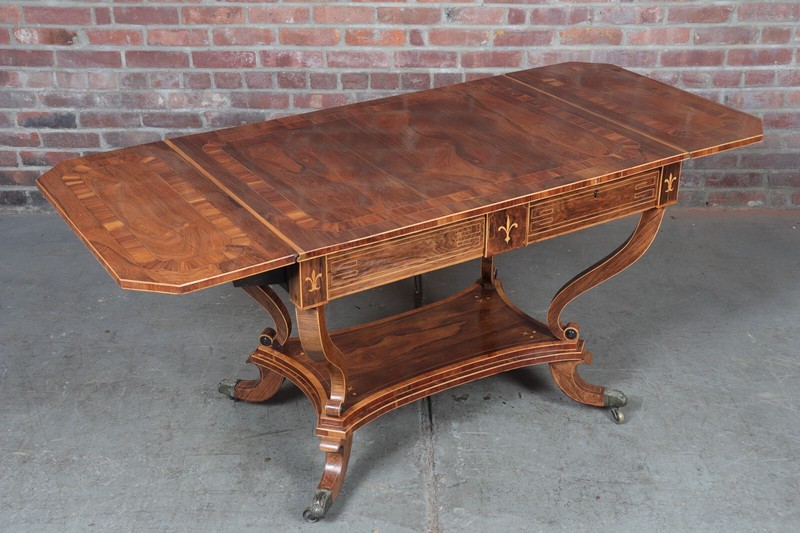 Fine Regency Drop Leaf Marquetry Table, ca. 1820 gallery