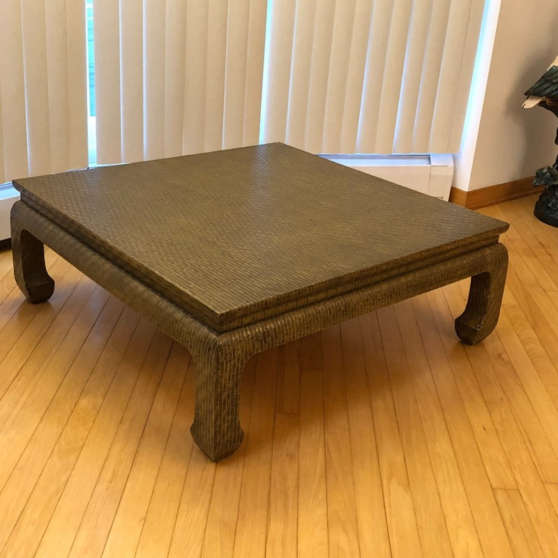 Baker Furniture Lacquered Raffia Coffee Table Ming Table Karl Springer