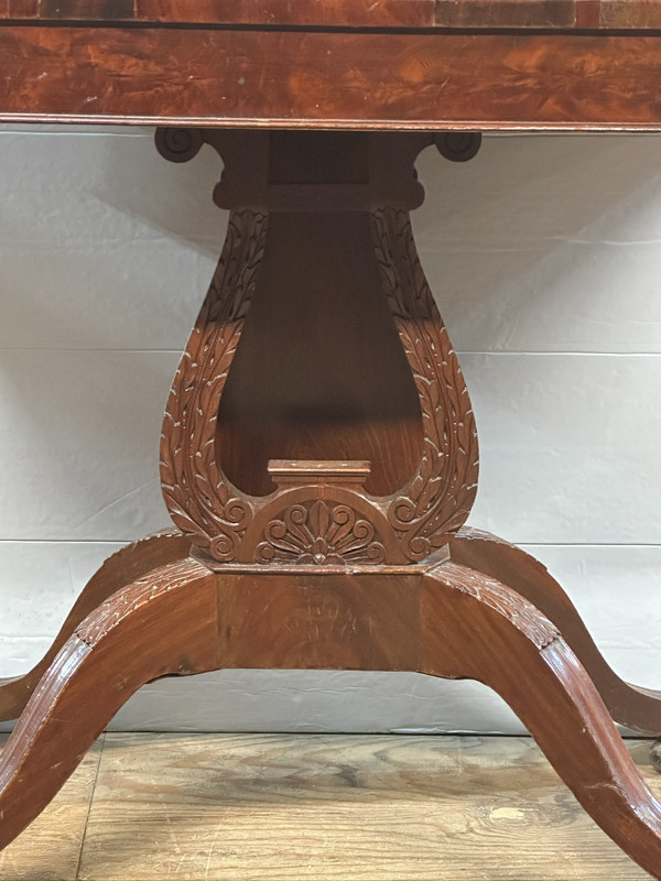 Antique Federal Card Game Hall Table Philadelphia claw foot lyre base gallery