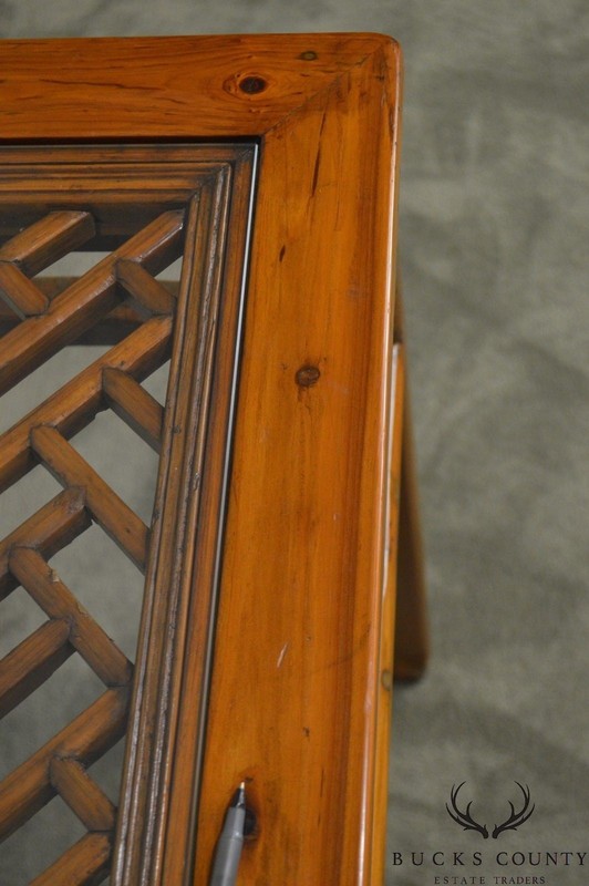 Vintage Chinese Lattice Work Table with Glass Top gallery