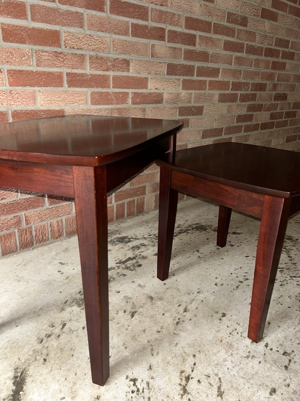Vintage Wood Stacking Tables, Mid Century Modern, End Side Nesting, Set of 2 gallery