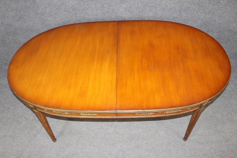 French Louis XVI Style Brass Mounted Dining Table Attributed to Maison Jansen gallery