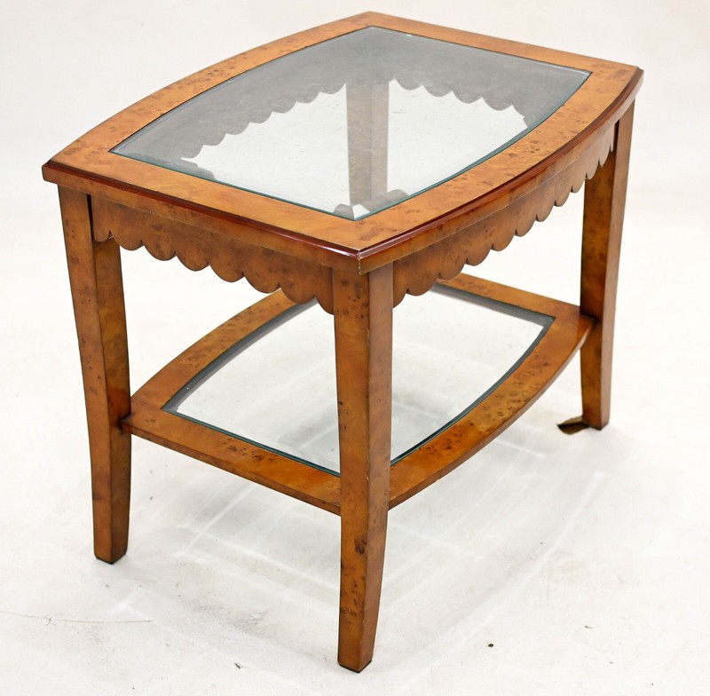 Biedermeier Side Table Walnut Glass Top gallery