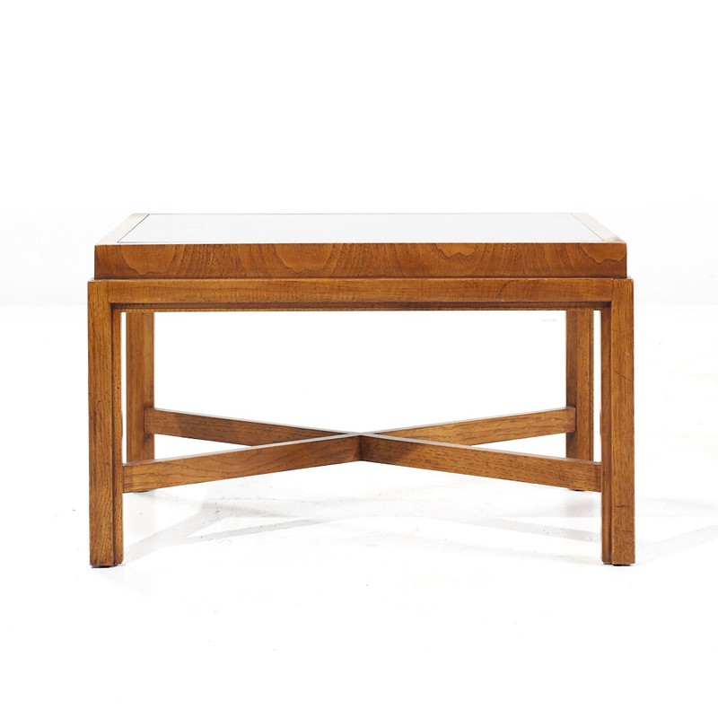 Drexel Heritage Mid Century Walnut and Smoked Glass Side End Table gallery