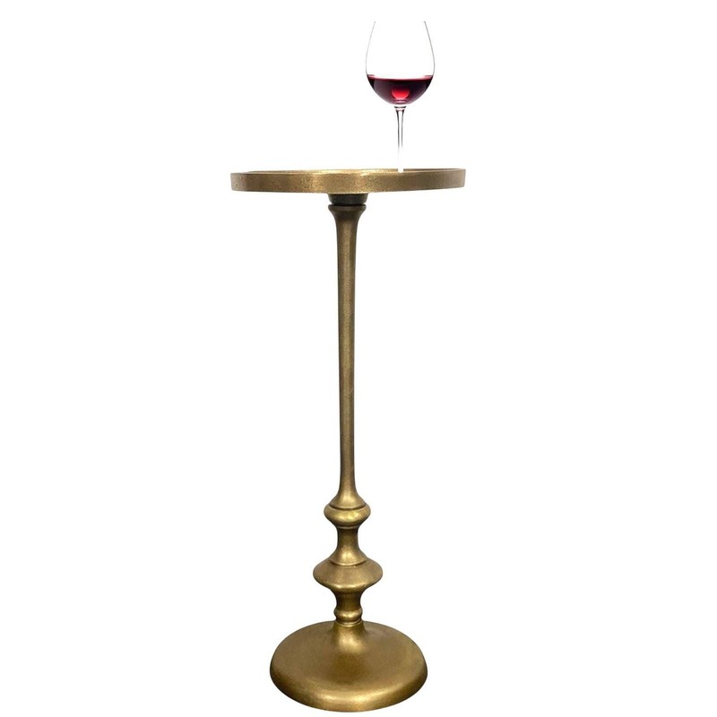 Vintage-Inspired Round Side Table Handmade with Aluminium and Antique Brass