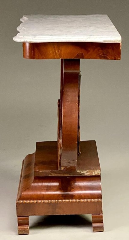 Antique Empire Marble Top Pier Table – Flame Mahogany, 1860s #22465 gallery