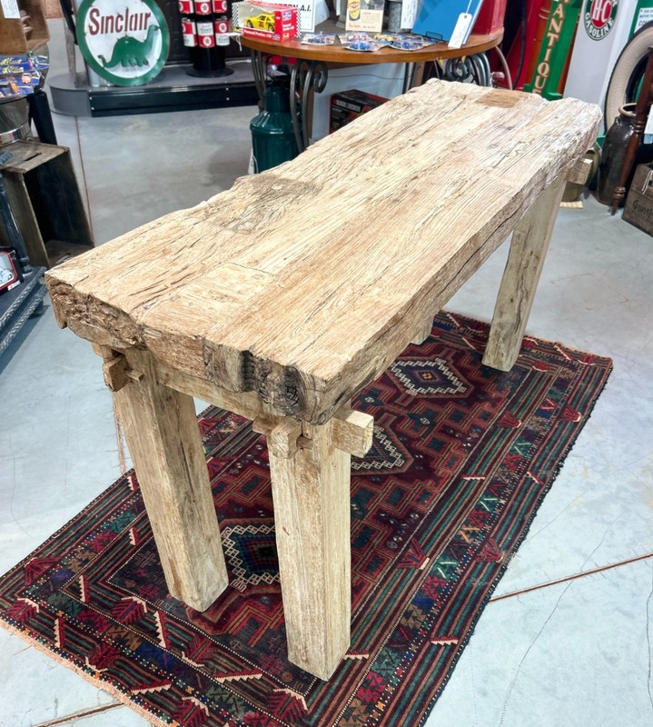 Reclaimed Wood Console Table, Mortise and Tenon Joinery