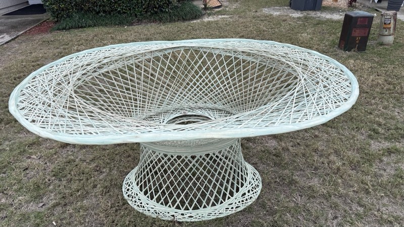 Mid-century Modern Woven Fiberglass Table/ Very Palm Springs/Wicker Table gallery
