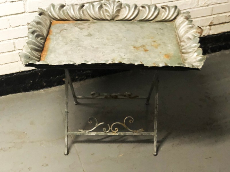 Vintage Baroque-Style Metal Folding Tray Table gallery