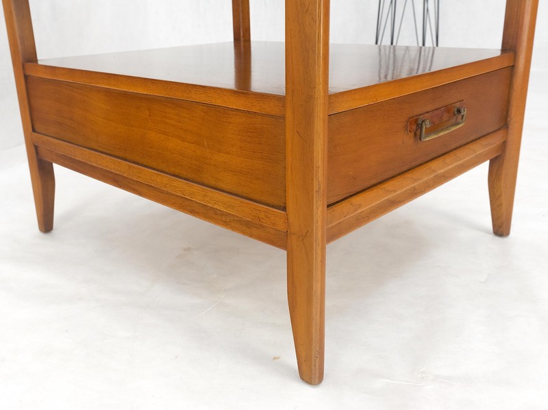 Drexel Travertine Top Walnut Base Rectangle One Drawer Side End Table Stand MINT gallery