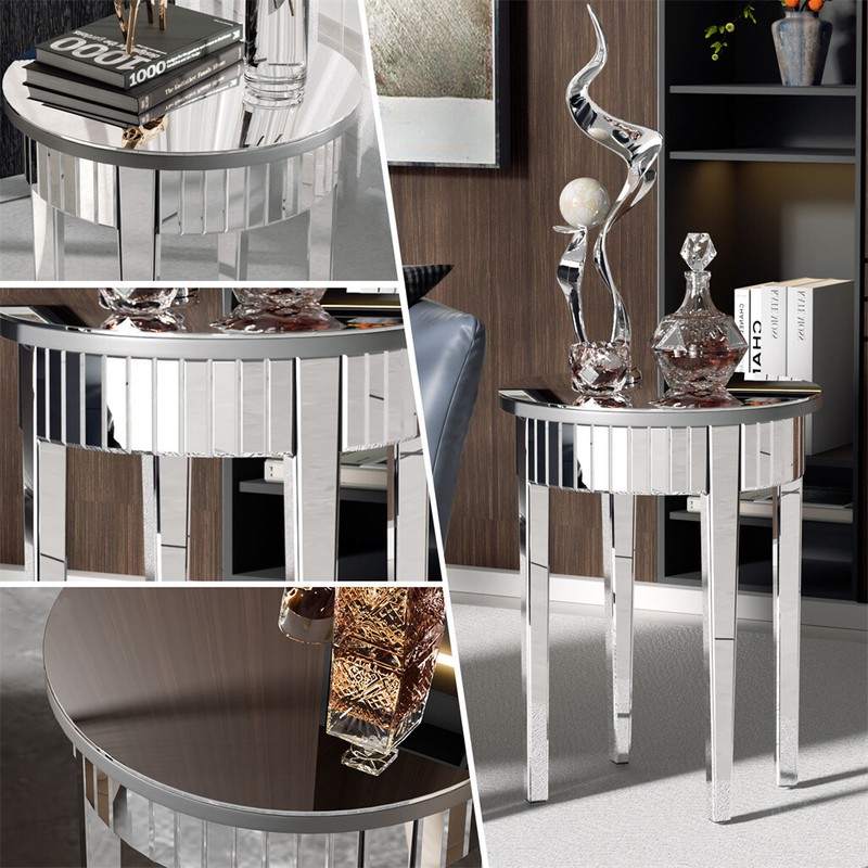 Luxury Silver Crystal Mirrored Sofa Side End Bedside Accent Table Bedroom Decor gallery