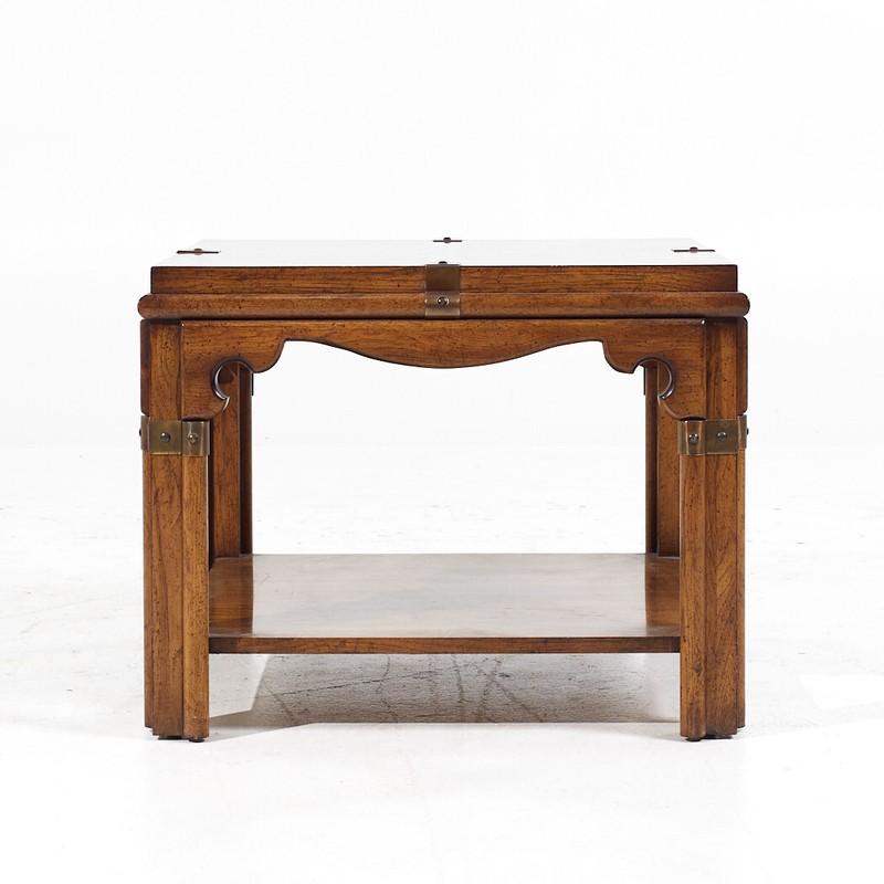 Drexel Contemporary Brass and Walnut Square Side End Table gallery
