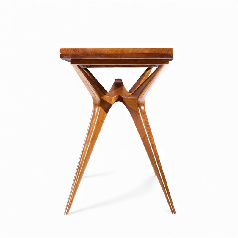 Giuseppe Scapinelli Mid Century Brazilian Walnut Console Flip Top Dining Table gallery
