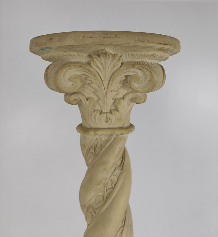 Large Column Pedestal White Marble look Resin Signed Guelfi Ornate plant stand G gallery