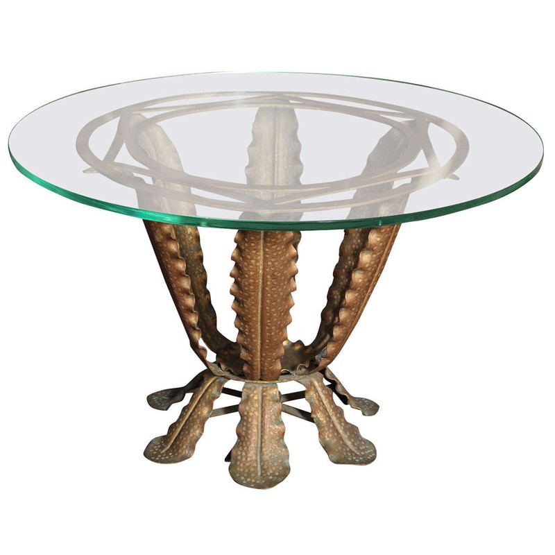 Art Deco Top Glass Iron Round Cocktail Table by Pier Luigi Colli, Italy, 1938