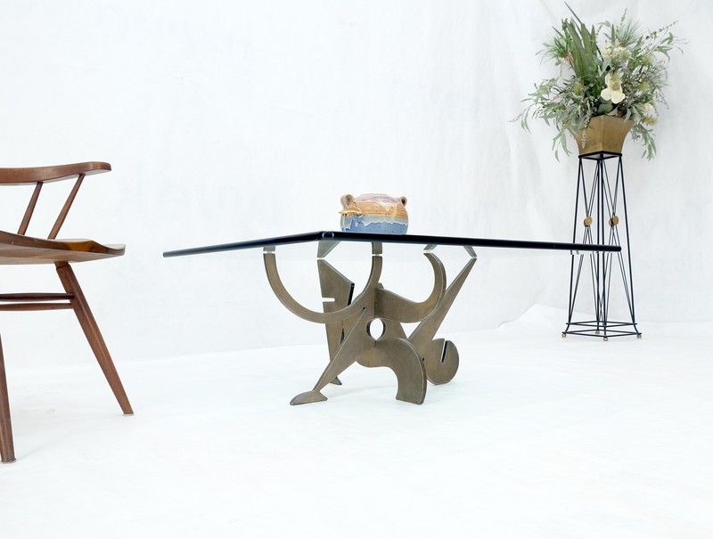 Pucci de Rossi Signed Heavy Cut Bronze Sheet Figurines Base Square Coffee Table gallery