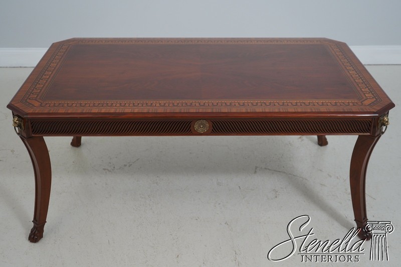 L71205: JOHN WIDDICOMB Neoclassical Inlaid Mahogany Cocktail Coffee Table gallery
