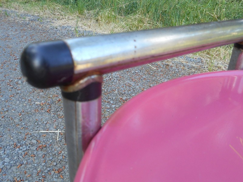 Mid Century Modern Pink & Chrome Serving Bar Cart Trolley 3 Tier Round Trays gallery