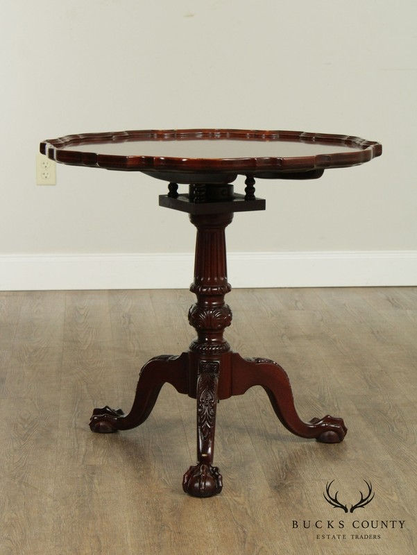 Chippendale Style Carved Mahogany Piecrust Tilt Top Tea Table gallery
