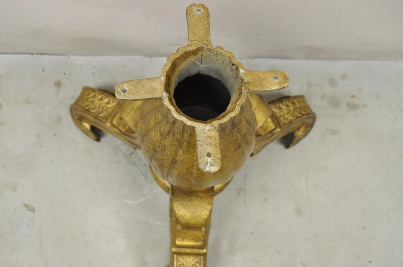Vintage Baroque Style Gold Cast Aluminum Metal Tripod Pedestal Table Base gallery