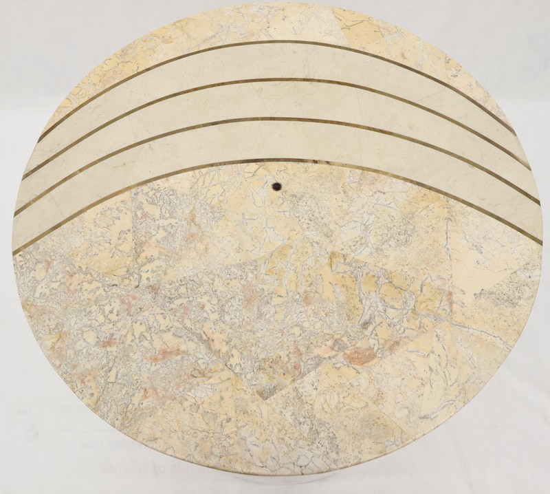 Large Cylinder Tessellated Stone Veneer Brass Inlay Dining Table Base Pedestal gallery