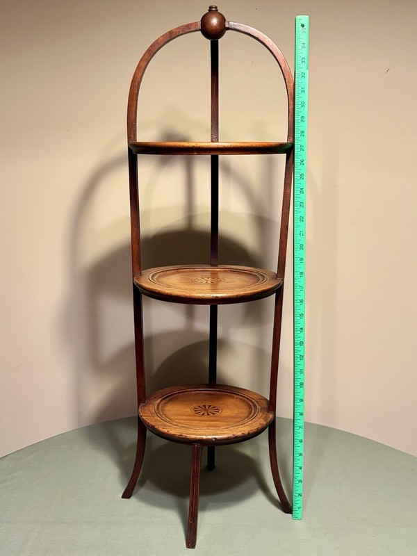Antique Mahogany With Inlay And Marquetry 3 Tier Pie Or Cake Stand gallery
