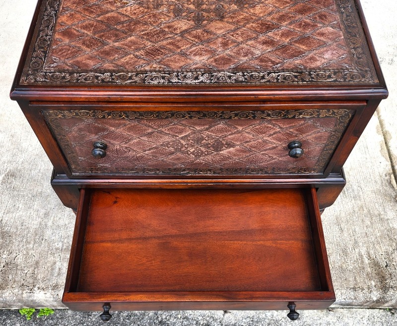 Theodore Alexander Leather Wrapped Side Accent Table gallery