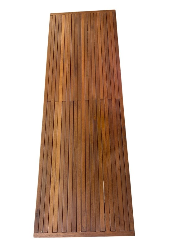 Mid Century Modern Teak Coffee Table Slatted Top Tapered Legs Vintage MCM Used gallery