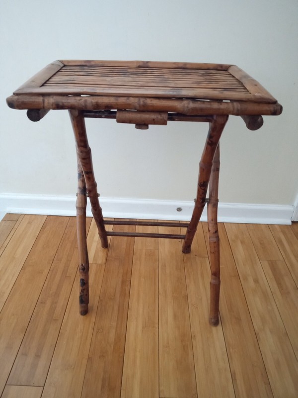 vintage tortoise bamboo burned folding table gallery