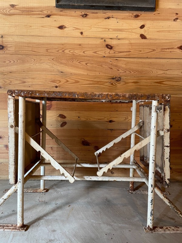 Antique Medical Examiner Table | Early 1900s Industrial Steel Table