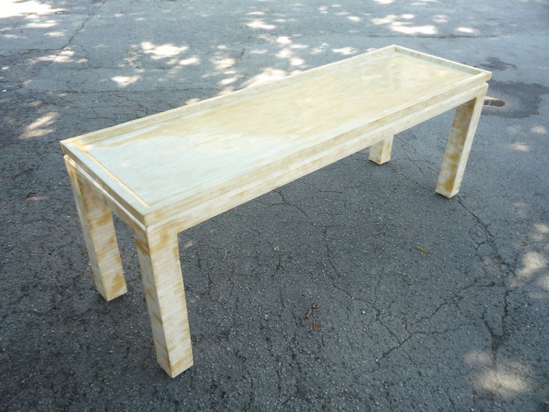 HIGH STYLE 1970’S CHIC TESSELLATED BONE SOFA TABLE OR CONSOLE