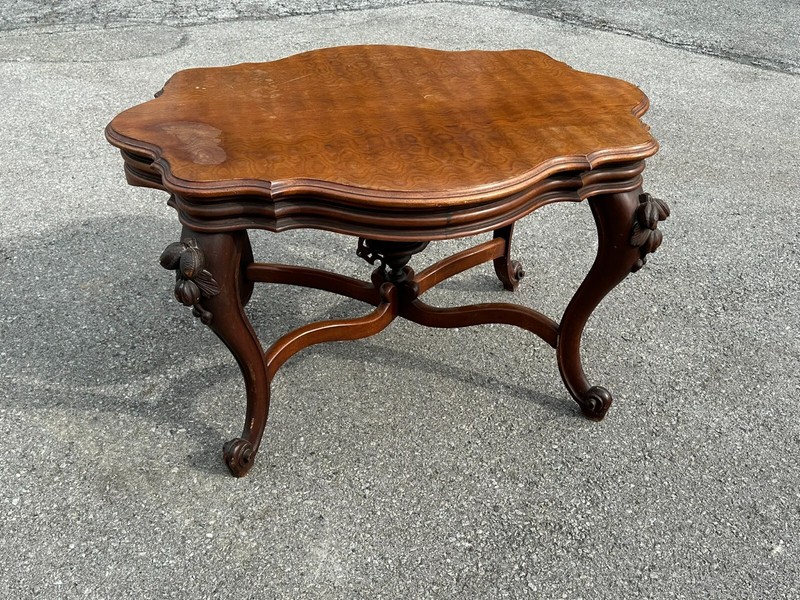 antique carved victorian parlor table center stand 1870 clean turtle top gallery