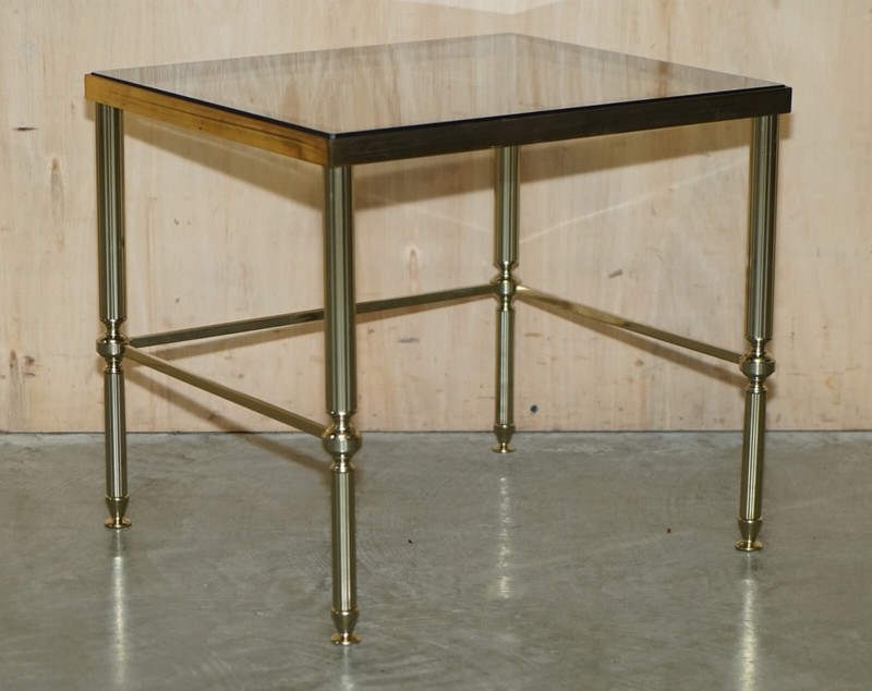 MAISON JANSEN NEST OF TABLES HOLLYWOOD REGENCY NEST OF THREE BRASS GLASS TABLES gallery