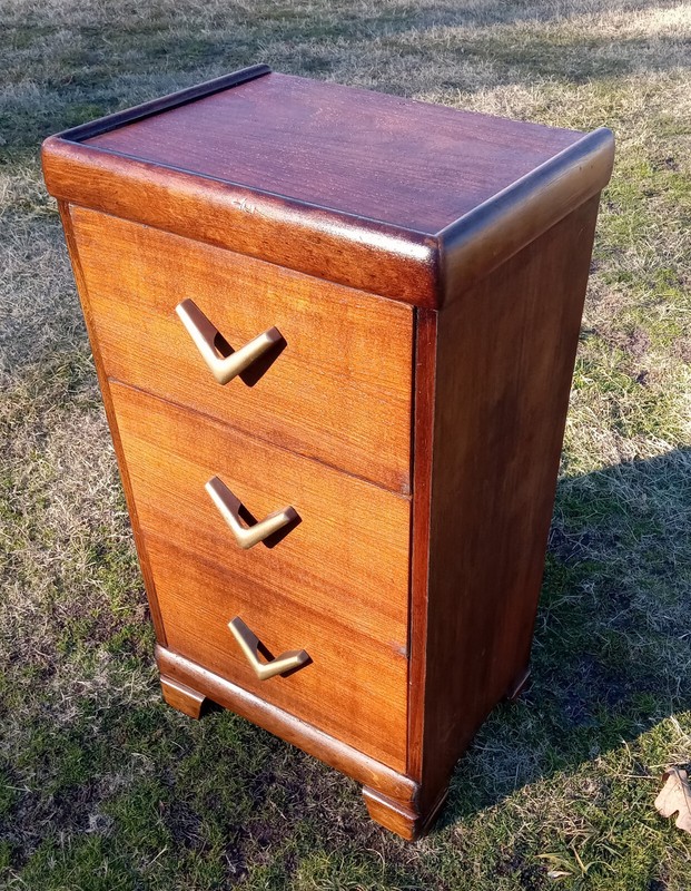 Mid Century Retro Walnut 3 Drawer Nightstand (NS141)