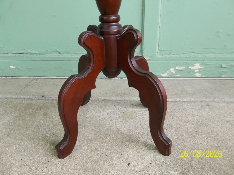Vintage Solid Mahogany Plant Fern Stand w/ White Italian Marble Top 38" x 14" gallery