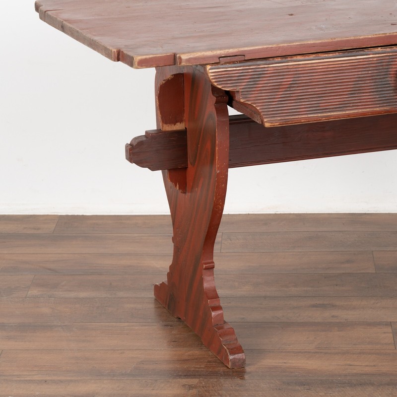 Original Red Painted Farm Table With Drawer, Sweden circa 1820-40 gallery