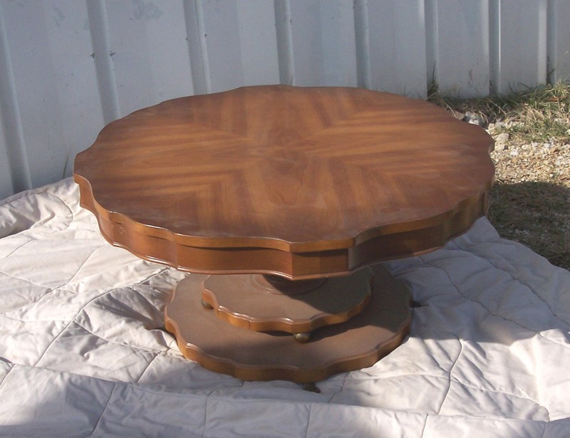 Mid Century Pecan Book Match Veneer Top Coffee Table (CT34)