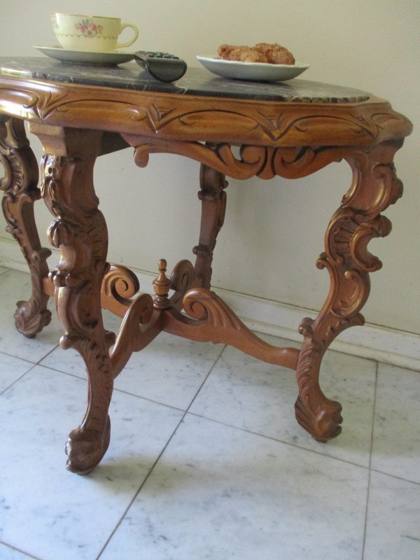 antique marble top coffee table vtg side table walnut accent table ship $60.00 gallery