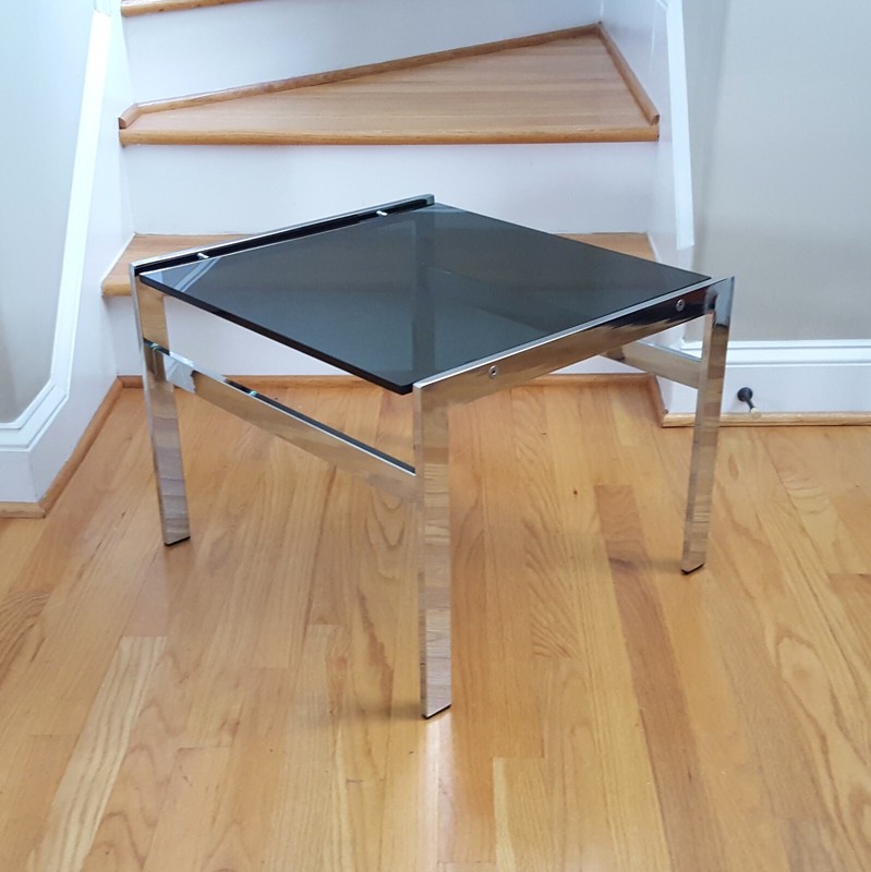 Stylish Vintage Smoked Glass Chrome End/Side Table 1970s/80s Renato Zevi Style! gallery