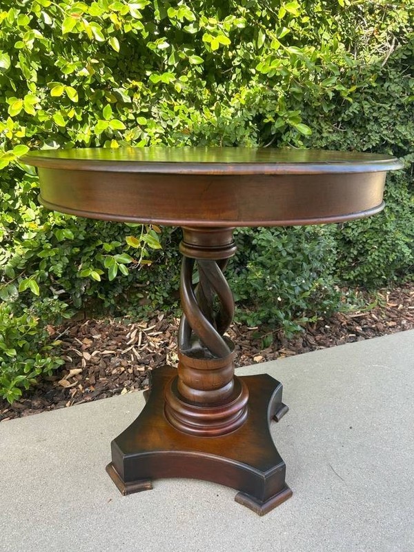 Farmhouse Drum Mahogany Round End Table/Side Table gallery