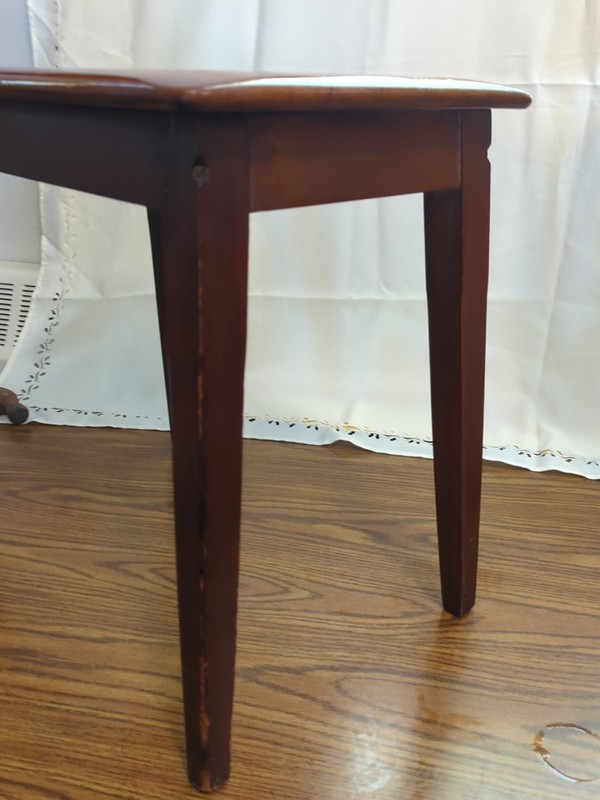 Antique Primitive Mahogany Table Bench Wood Peg Nails Labels On Bottom Heavy gallery